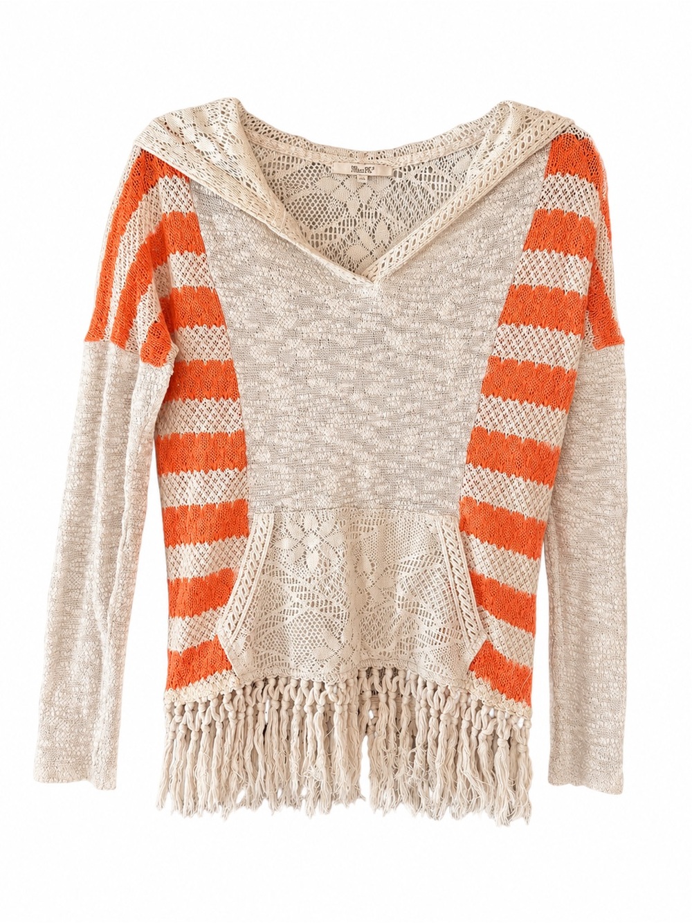 Miss Me Boho Hooded Crochet Fringe Knit Hoodie
